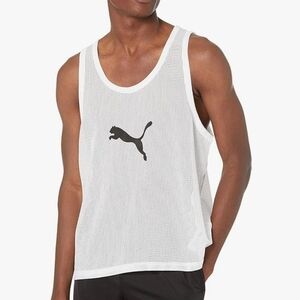 PUMA White Mesh Tank Top with Black Logo
